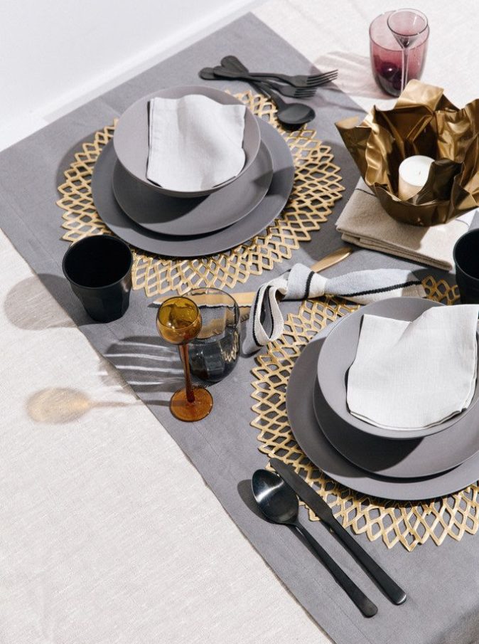 Black and Metallic Table Setting Ideas | Domino