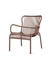 Fauteuil Lounge Loop de Vincent Sheppard en rotin, design léger et empilable, couleur rust