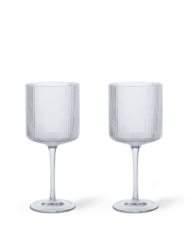 Lot de 2 verres à vin Ripple transparents de ferm LIVING, au style moderne et sculptural
