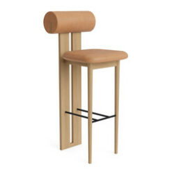 Tabouret Hippo de NORR11 en chêne massif et tissu, en vente chez Mise en Scène