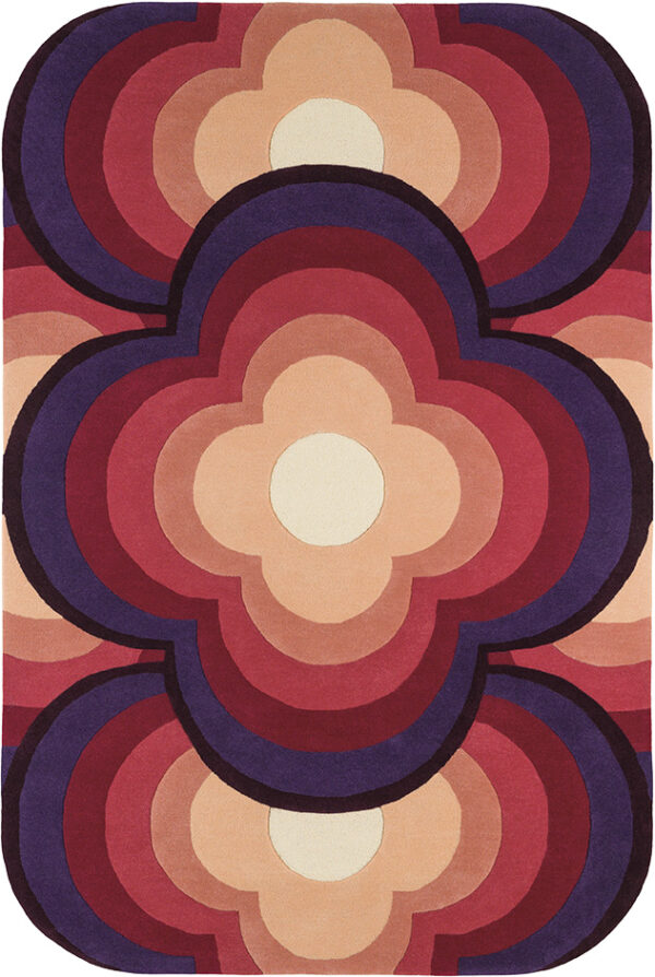 Tapis Flower Power Fushia Toulemonde Bochart en vente chez Mise en Scène – ambiance seventies colorée.