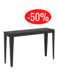Console Zef en acier noir avec tiroir, pieds effilés, promotion outlet