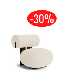 Fauteuil Hippo Norr11 blanc structure bois foncé
