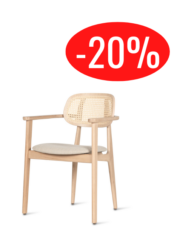 Lot de 4 chaises Titus Vincent Sheppard avec accoudoirs en chêne et assise tissu bouclé lime