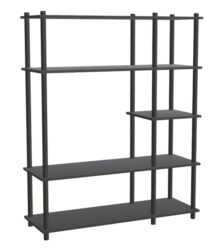 Système d’étagères modulaires Elevate WOUD en chêne clair et noir, design scandinave