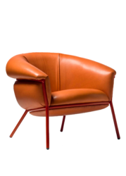 Fauteuil Grasso en cuir ou tissu sur structure tubulaire acier par BD Barcelona
