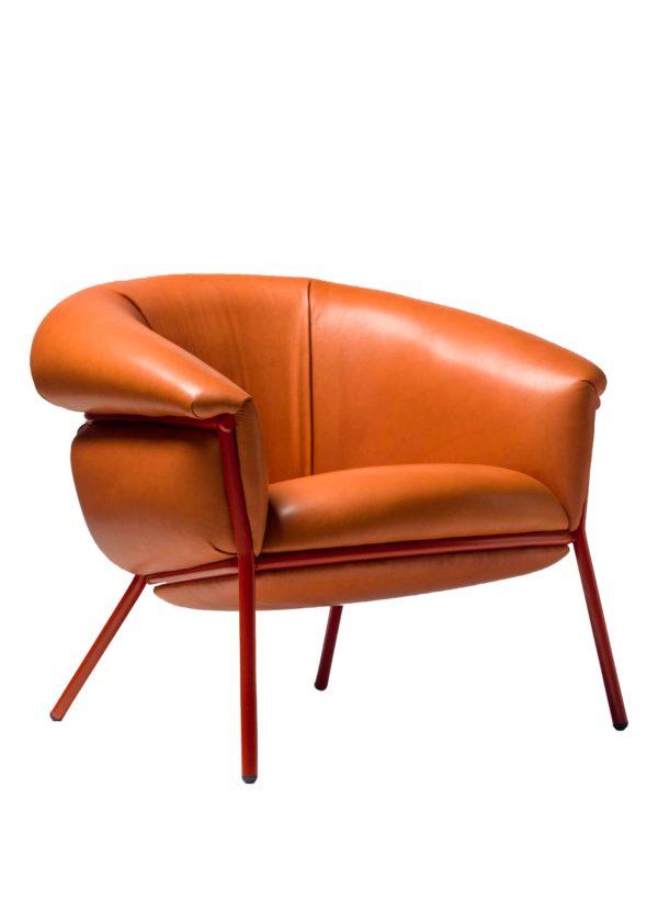 Fauteuil Grasso en cuir ou tissu sur structure tubulaire acier par BD Barcelona