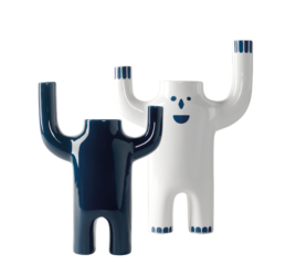 Happy Vase en céramique blanche ou bleue par BD Barcelona