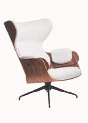 Fauteuil Lounger en bois plaqué et cuir ou tissu par BD Barcelona