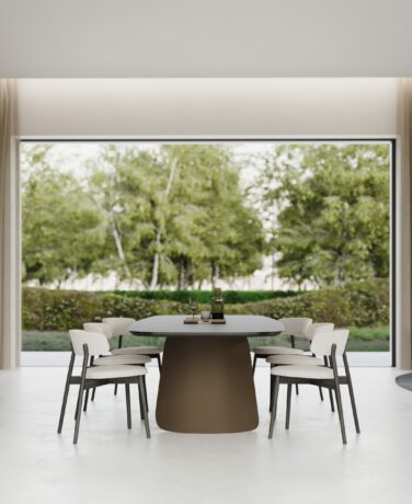 Table design Paul Rogers en bois et métal, fabrication artisanale