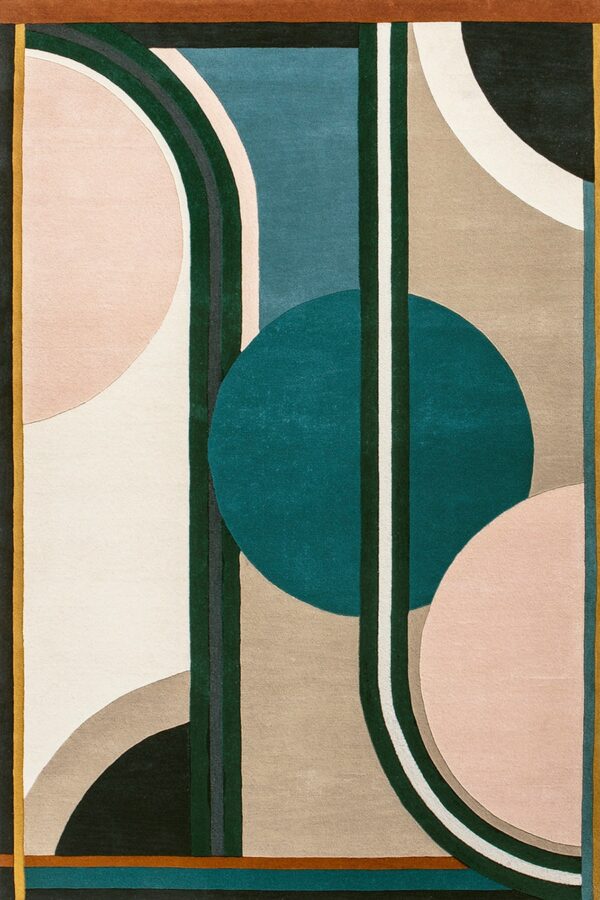 Tapis Sonia bleu-vert tufté main par Florence Bourel pour Toulemonde Bochart