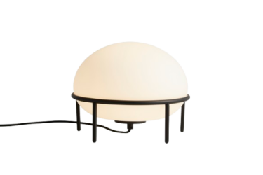 Lampe Pump Woud en acier tubulaire et verre opalin