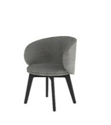 Chaise Evi Wood de Paul Rogers avec pieds en bois naturel, noir ou noyer et assise garnie en tissu