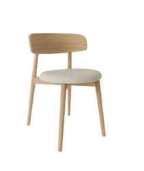 Chaise Cover Wood de Paul Rogers avec pieds en bois naturel, noir ou noyer et assise/dossier garnis (optionnel)