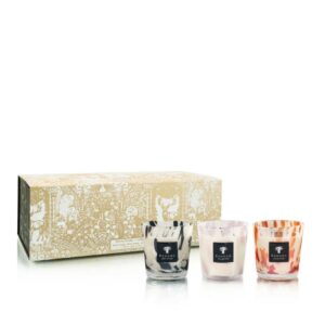 Coffret trio de bougies Pearls en format Max 08 : Black Pearls, White Pearls et Coral Pearls