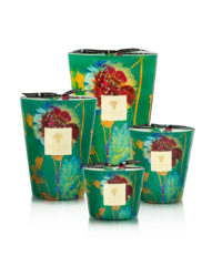 bougie parfumée en verre soufflé décor floral multicolore