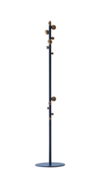 porte-manteau design avec sphères en bois et structure laquée