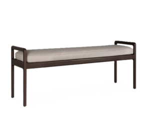 banc jack ethnicraft acajou brun fonce assise tissu ou cuir design scandinave