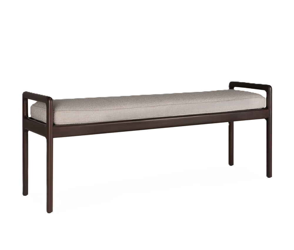 banc jack ethnicraft acajou brun fonce assise tissu ou cuir design scandinave