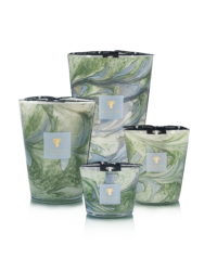 bougie marius baobab collection leaves verre souffle bleu ciel vert celadon parfum petit grain olivier cypres