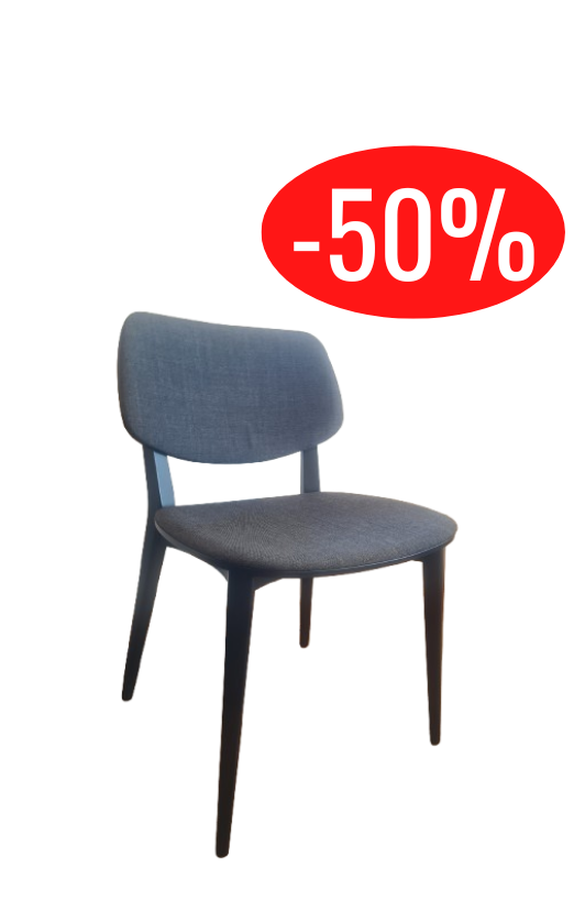lot de 2 chaises Doll Billiani en tissu gris foncé et piètement noir modèle d'exposition