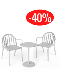 Fatboy Fred's Lot de 2 chaises et table bistrot gris clair