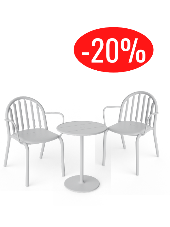 ensemble bistro Fred's Fatboy avec table et 2 chaises Light Grey modèle d'exposition