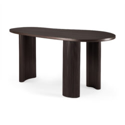 bureau boomerang ethnicraft acajou brun fonce chene massif plateau organique pietement cannele design bureau
