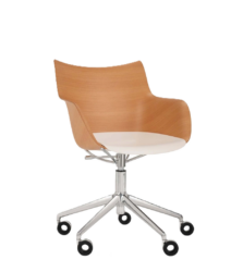 chaise bureau q wood kartell pivotante reglable hauteur roulettes bois clair bois fonce design contemporain