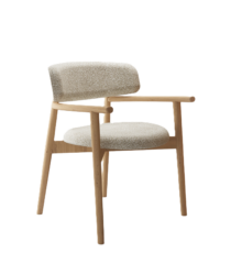 chaise Cover Wood U Paul Rogers avec accoudoirs et assise tapissée
